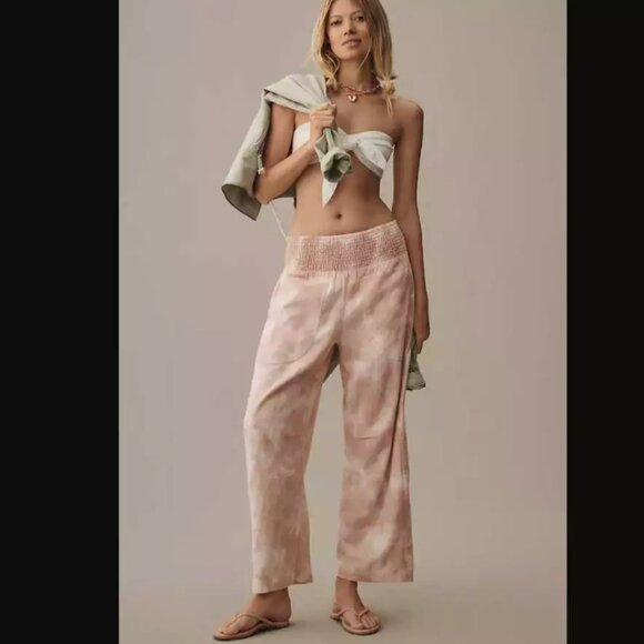 Brand New by Anthropologie The Reese Tie-Dye Smocked Pull-On Barrel Pants - Picture 3 of 7